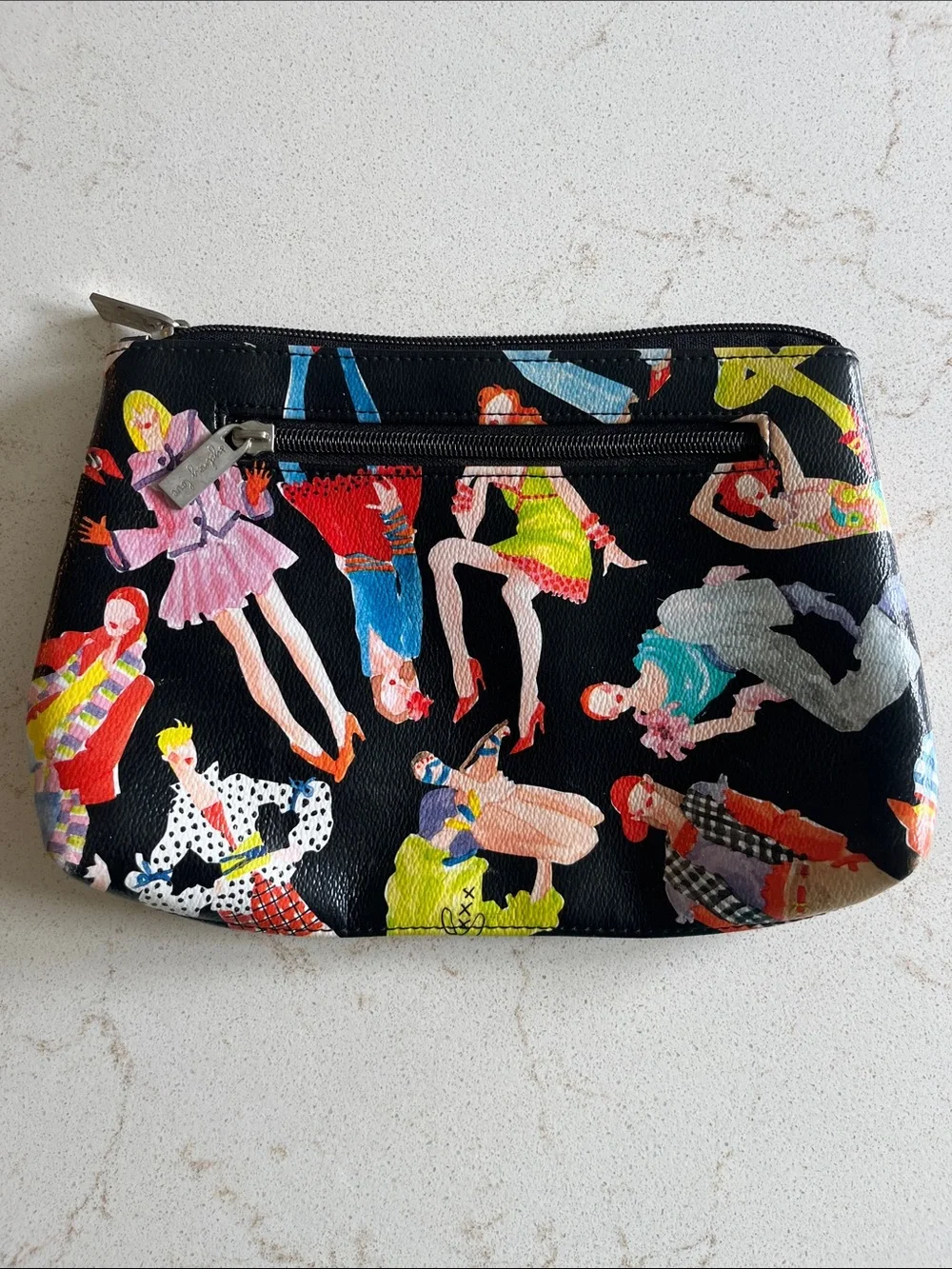 Sydney Love Black Multicolor Fashion-Figure Cosmetic Bag